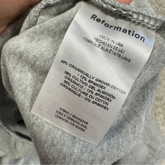 Reformation Elowen Knit Jersey Midi Skirt Pull On Organic Cotton Heather Grey XS - Picture 12 of 14